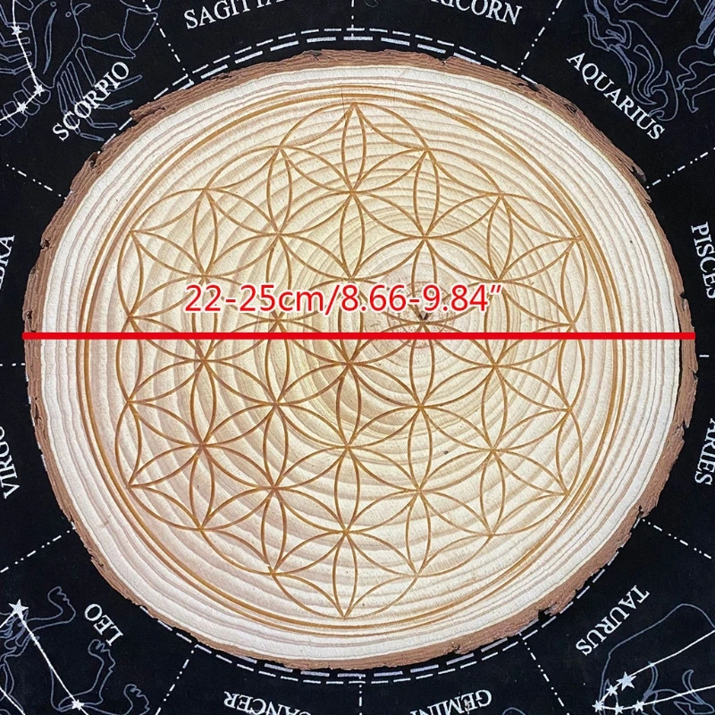 

22-25cm Log Carved Astrolabe DIY Carving Board Energy Disk Crystal Altar Decor