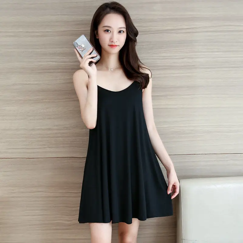 

Nightgowns Women Solid Sexy Sleeveless Spaghetti Strap Leisure Sleepwear Elegant Breathable Womens Korean Style Plus Size 4XL