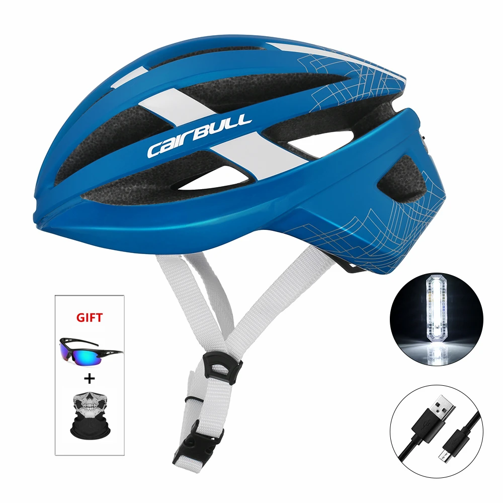 

Bicycle Light Helmet Rechargeable Breatheable Men Women Road Mountain Bike Motor Helmets with Rear Light Lamp Cycling Caps Hat