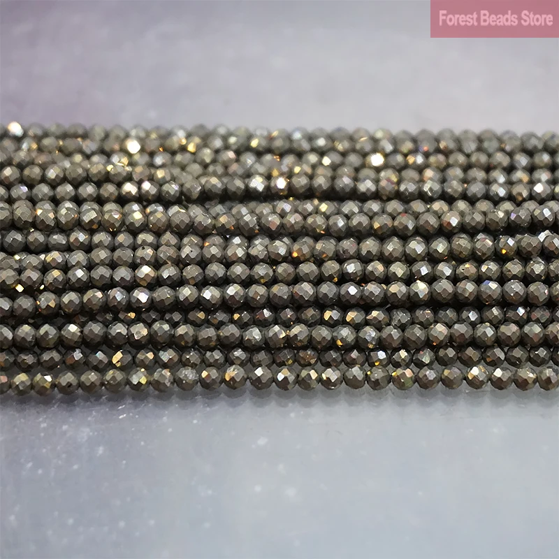 Граненые золотые гематитовые круглые бусины разделители из натурального камня