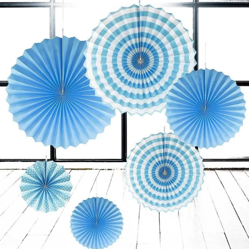 6 шт. подвесные бумажные вееры круглые на колесиках разные размеры фиолетовый