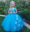 Бирюзовое платье принцессы Эльзы для девочек, детское вязаное крючком платье-пачка, бальное платье с короной и палочкой, детский нарядный костюм, платья