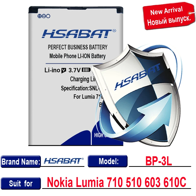 Аккумулятор HSABAT BP-3L 3100 мАч для Nokia Lumia 710 510 603 610C 900 303 610 3030 505 | Мобильные телефоны и