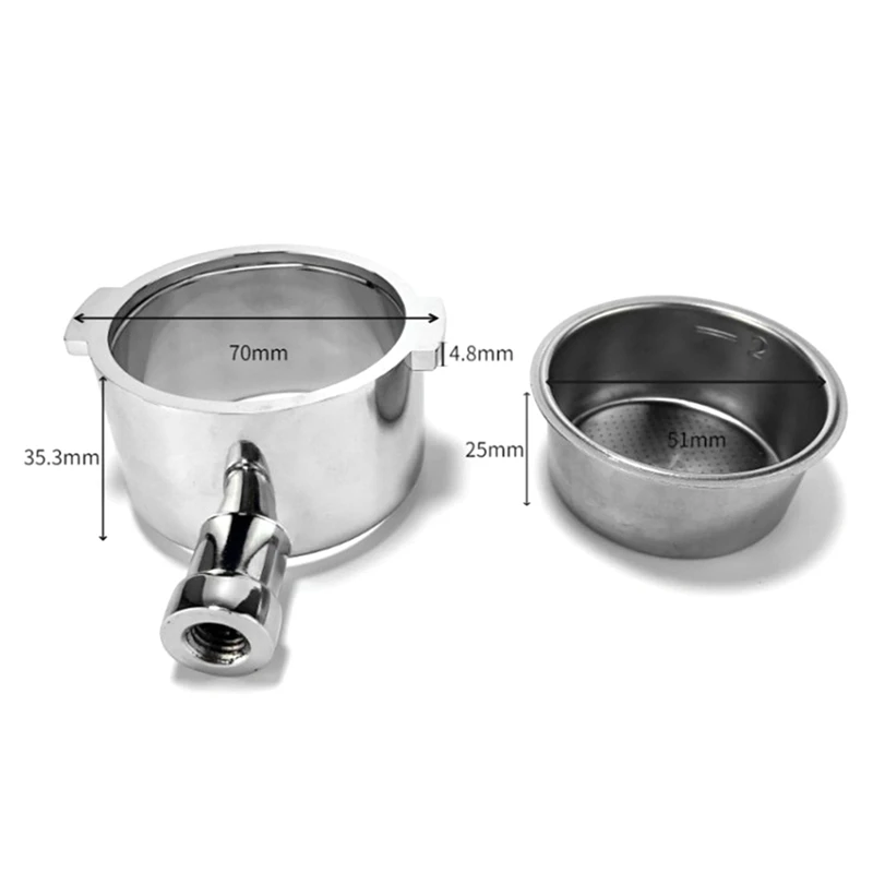 

Top Sale Set Of Coffee Bottomless Replacement for 51Mm Replacement Filter Basket Coffee Accessories