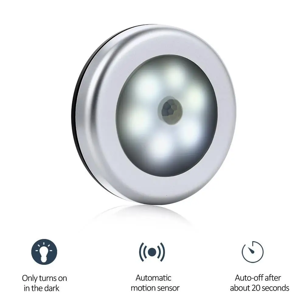 6LED Night Light PIR Infrared Motion Sensor Lamp for Children Magnetic Wall Cabinet Stairs LED | Лампы и освещение