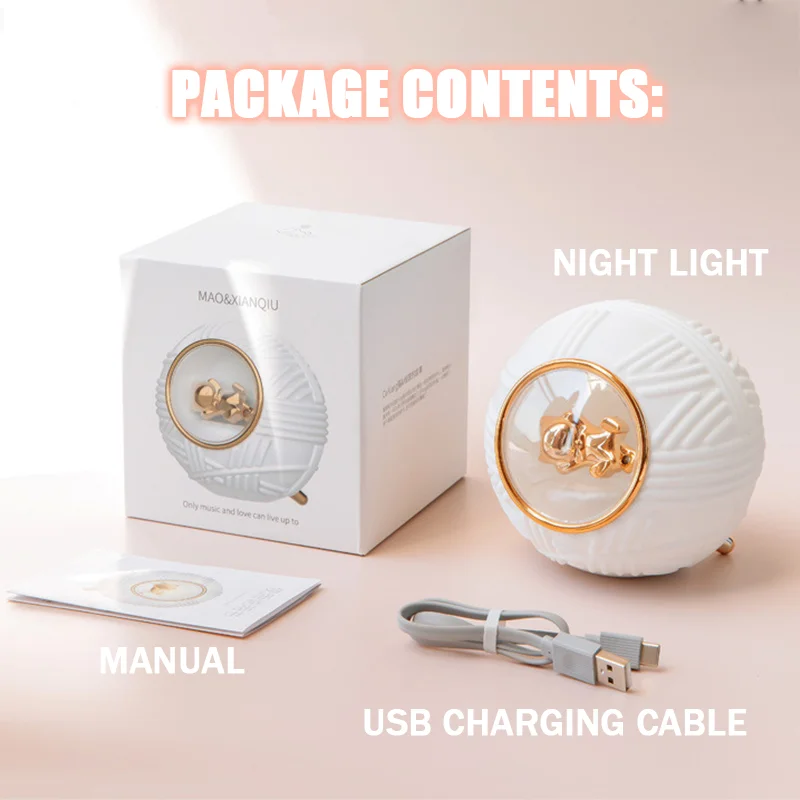 

LED Night Light Music USB Touch Sensor Dimming Cat Line Ball Lamp For Baby Kids Bedroom Decoration Christmas Toys Gift
