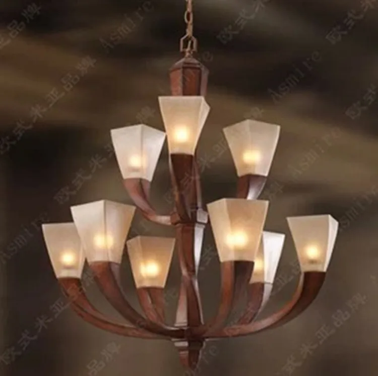 

art deco Villa hall Red chandelier hanging lustre light for dining room chandelier 9-arm living room Foyer wedding lighting