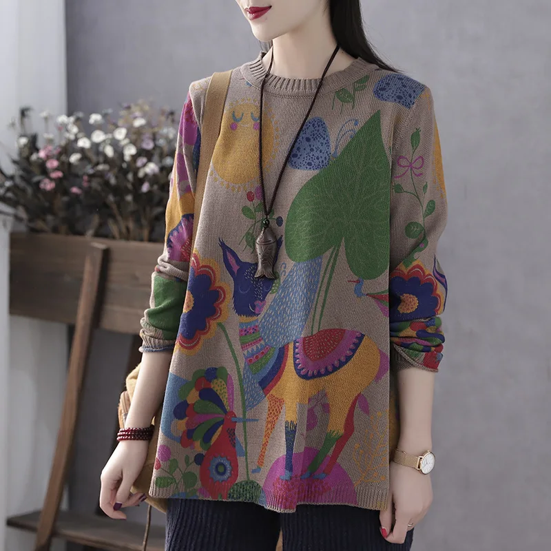 Осенне-зимний свитер в стиле ретро Женский Повседневный вязаный пуловер топы с