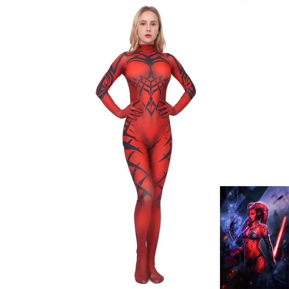 Костюм для косплея Darth Talon Zentai боди красный комбинезон костюм на Хэллоуин кошки