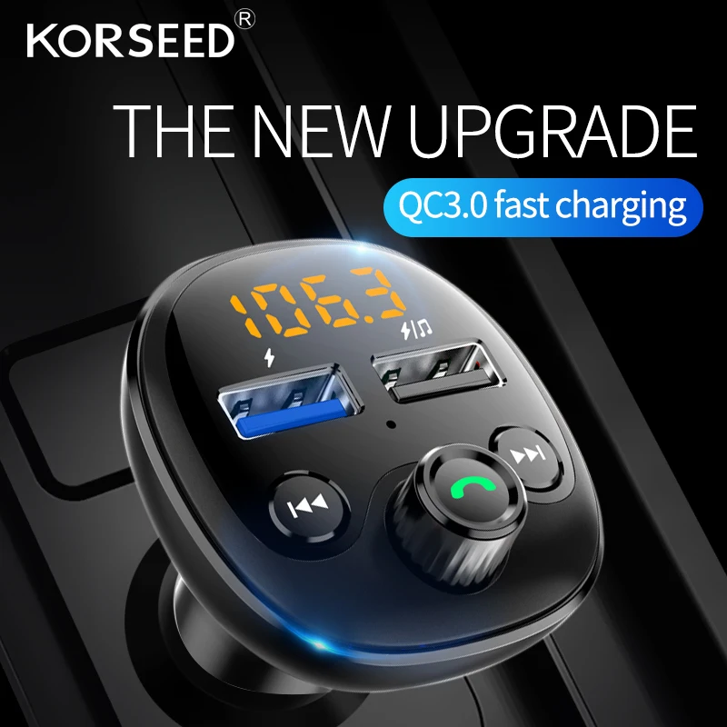 Автомобильный MP3 плеер Korseed Bluetooth 5 0 приемник fm передатчик QC3.0 двойное USB