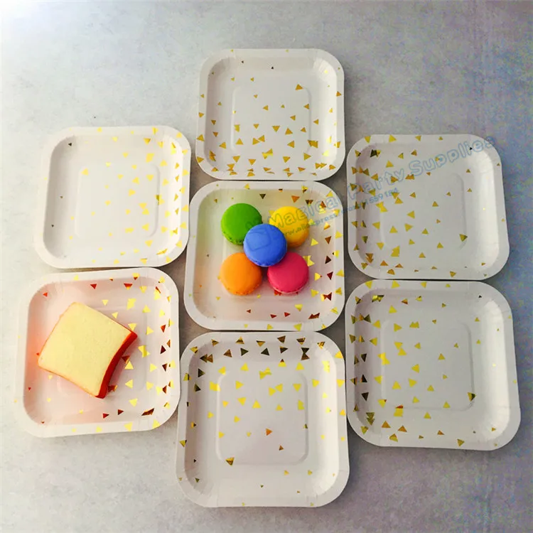 

160pcs Foil Gold Small Paper Plate Birthday Party Cake Tableware Dinner Salad Plates Gold Party Supplies Candy Snack Dishes