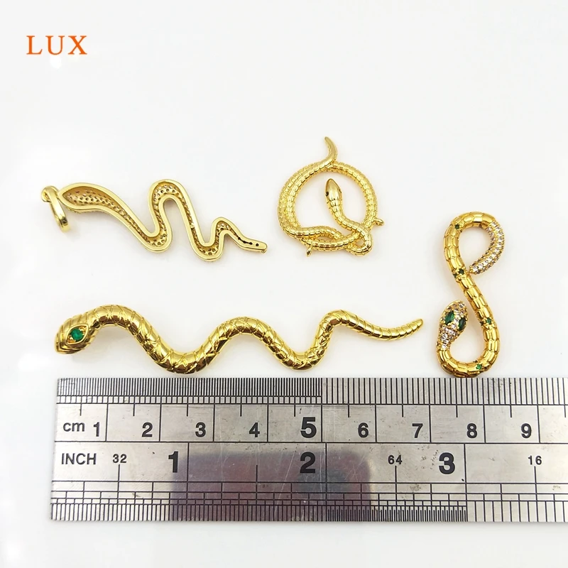 

5pcs Snake Pendant for Necklace Jewelry Dainty Gold Snake Pendant Micro Pave Snake Charm CZ Snake Animal For Women Jewelry