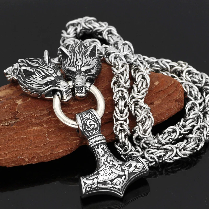 

Fashion men punk style outdoor stainless steel Viking Pendant necklace for men 210325-27