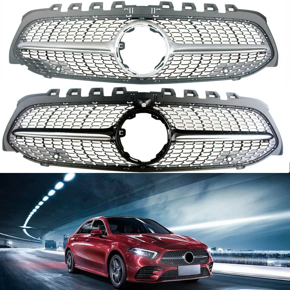 Решетка переднего бампера автомобиля, верхняя заготовка RacingFacelift, решетка для Mercedes-Benz W177 A-Class 2019 2020 2021 Diamond