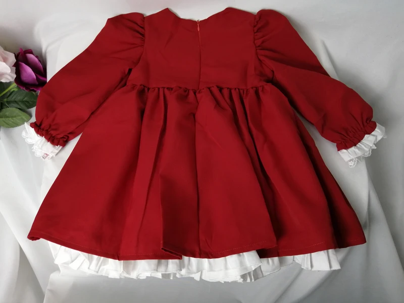 Осеннее красное платье для маленьких девочек; рождественское платье; vestidos; винтажные платья принцессы с длинными рукавами; элегантные Детские платья для девочек на день рождения