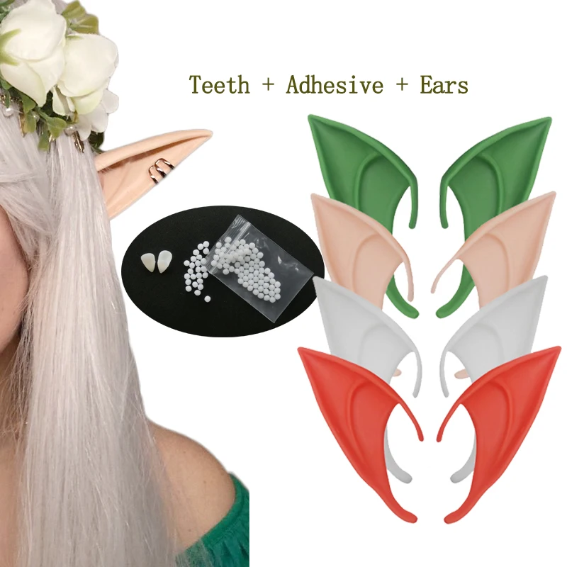 1 комплект Зубы вампира для Хэллоуина с клей смола зубные протезы клыки и латекс