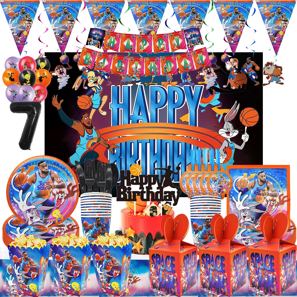 Принадлежности для вечеринки в честь Дня Рождения Space Jam бумажные тарелки чашек