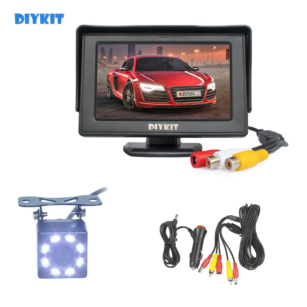 

DIYKIT Wire 4.3inch TFT LCD Backup Car Monitor HD LED Rear View Car Camera Kit Reversing Auto Parking Assistance System Kit