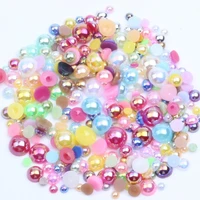 100pcslot half round imitation flatback pearl beads for crafts diy decoration nail art jewelry findings accessories 8 14mm