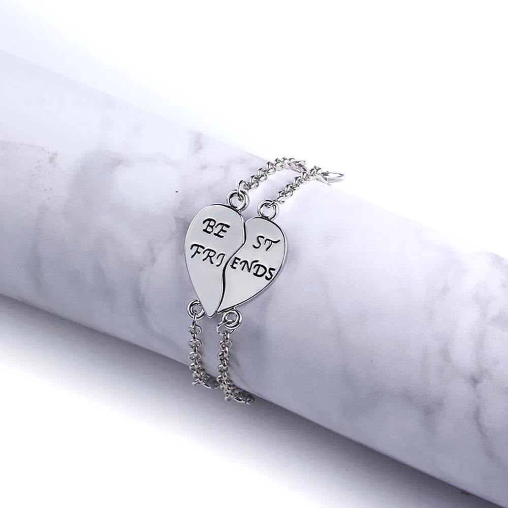 

Charm 2 Pcs/Set Best Friends Bracelets For Women Girls Puzzle Heart Bangles Gold Silver Friendship Forever Bff Jewelry Gift
