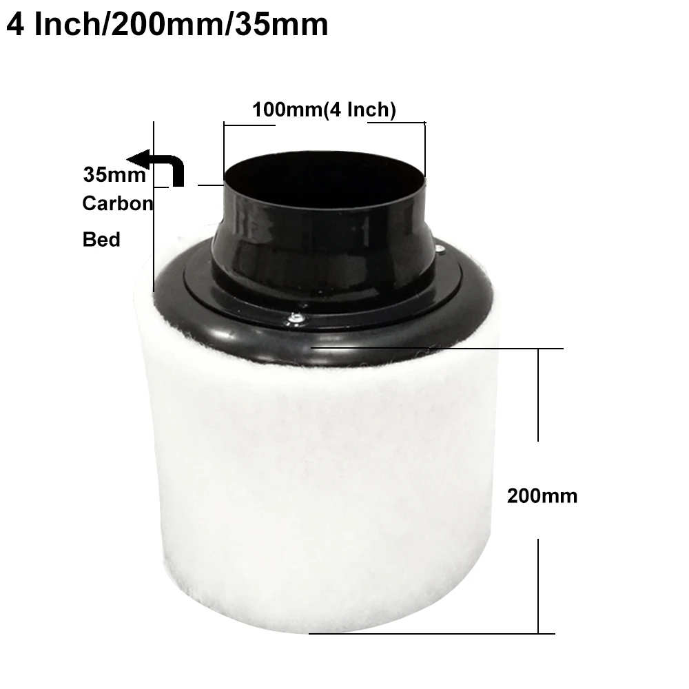 4inch 100X200X35mm Угольный фильтр светать и фильтр внутренний угольный фильтр для очистки воздуха для тент теплицы гидропоники очиститель воздуха части - Цвет: 4inch 100X200X35mm