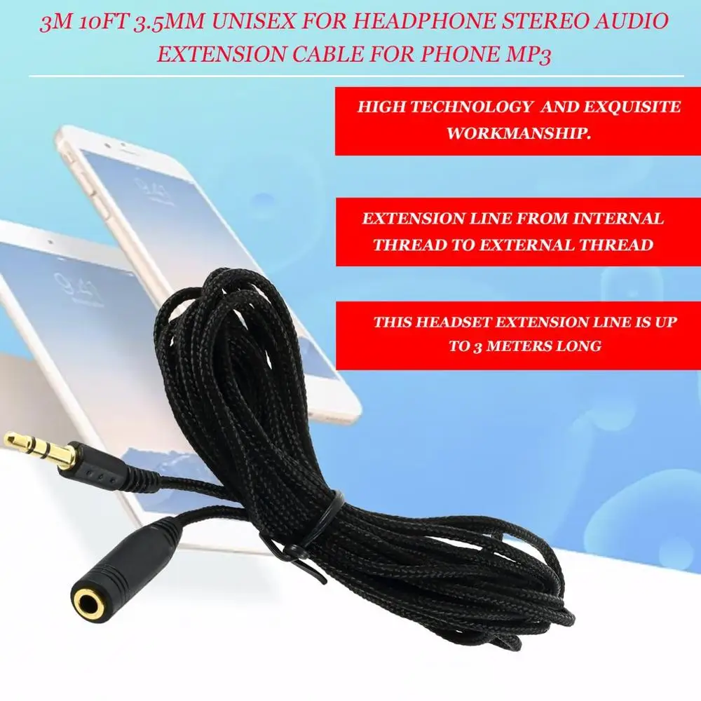 3 м 10ft 5 мм удлинитель для наушников CableUnisex наушники стерео аудио