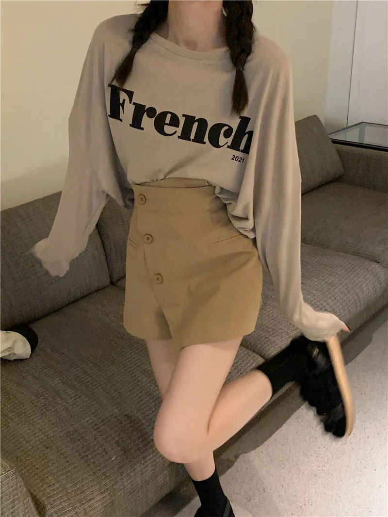 Женская свободная юбка с круглым вырезом и длинными рукавами |