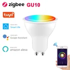 Zigbee 3,0 GU10 умный светодиодный светильник лампы RGBCW 4 Вт Gu10 Точечный светильник Tuya Smart Life APP Управление для Alexa Google Home голосовое Управление