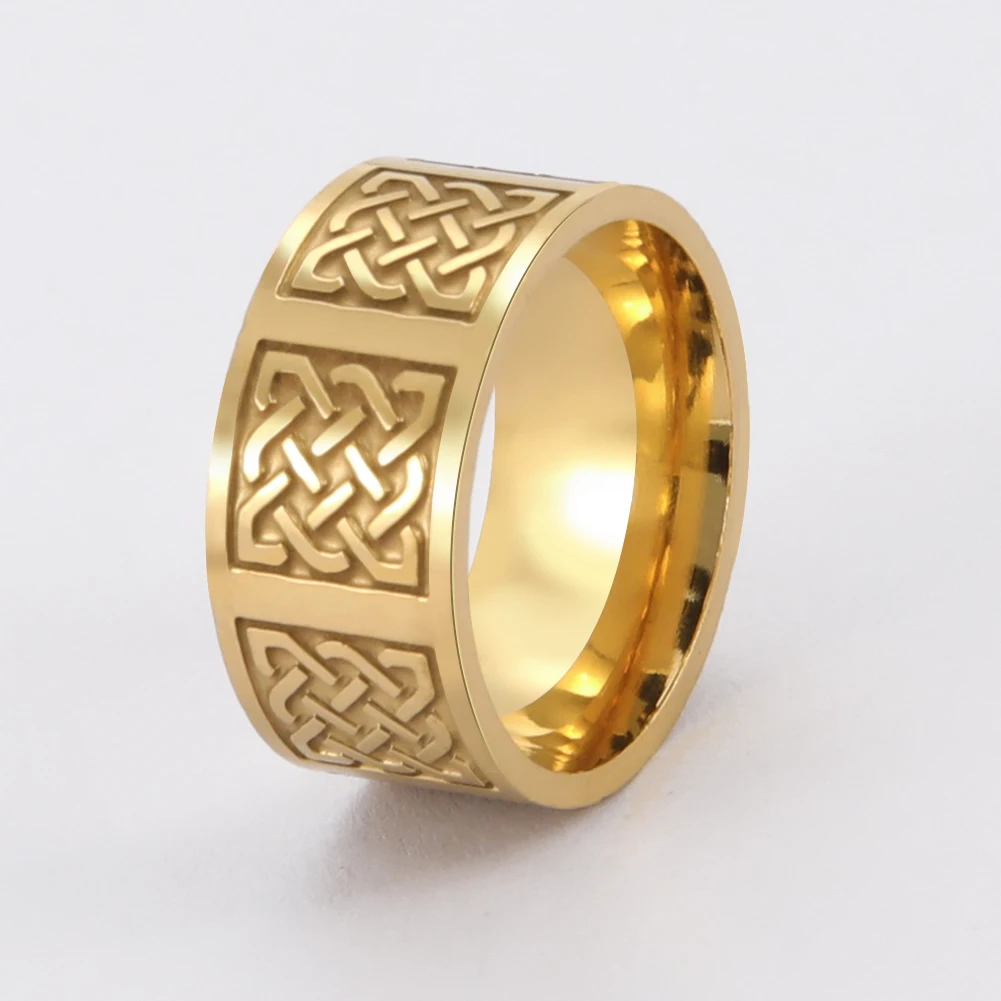 

COOLTIME Viking Retro Celtics Irish Knot Men's Rings Gold Color Amulet Stainless Steel Couple Rings 2023 Trend Jewelry Wholesale
