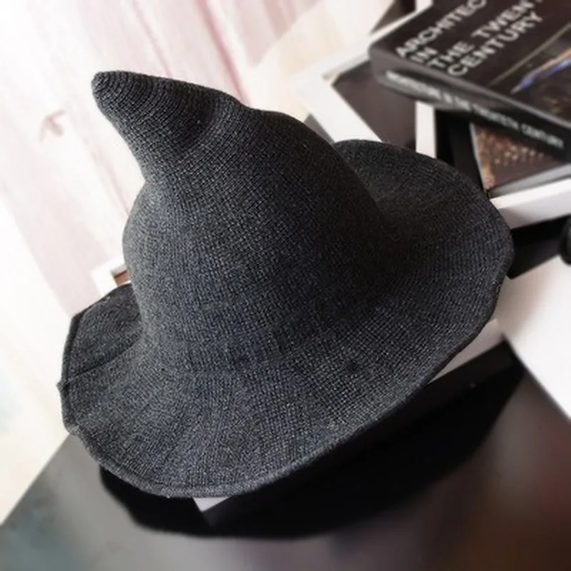 

Witch hat men and women woolen knitted hat fashion solid color hat brim hat girlfriend gift variety of party hats wizard hat