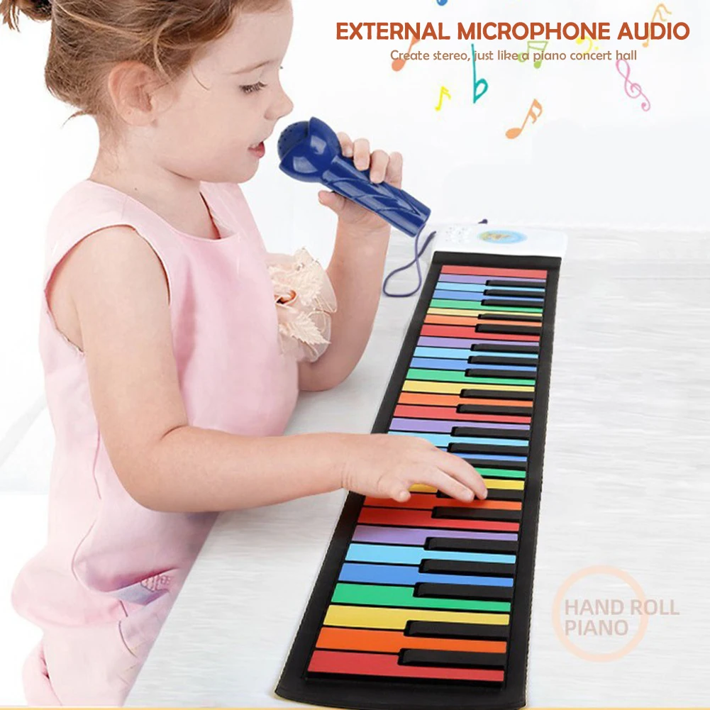 

49 Keys Digital Keyboard Flexible Roll Up Piano Gift with Loud Speaker Electronic Hand Roll Piano for Music Lovers Kids Child