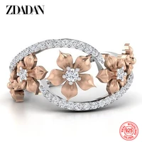zdadan 925 sterling silver flower zircon ring for women party jewelry anniversary gift