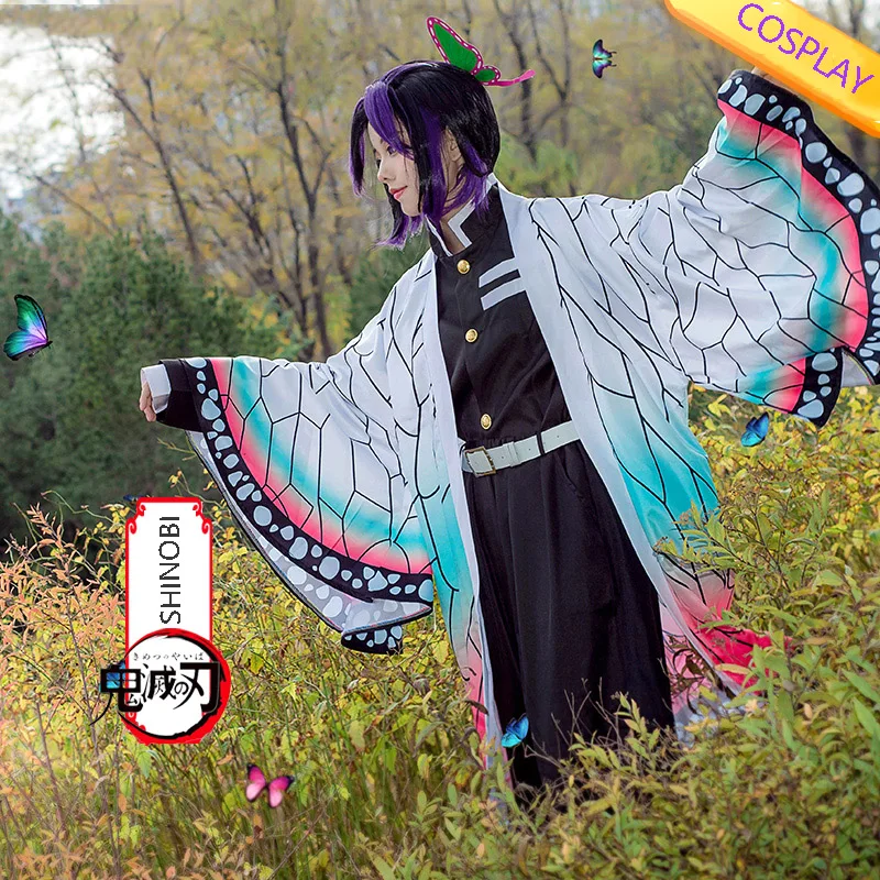 Аниме Devil's Blade Demon Slayer косплей костюм Kimetsu No Yaiba Kochou Shinobu женская одежда кимоно