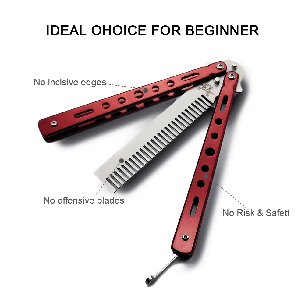

Foldable Comb Practice Training Butterfly Knife Brushes Comb Beard Moustache Brushe Salon Hairdressing Styling Tool