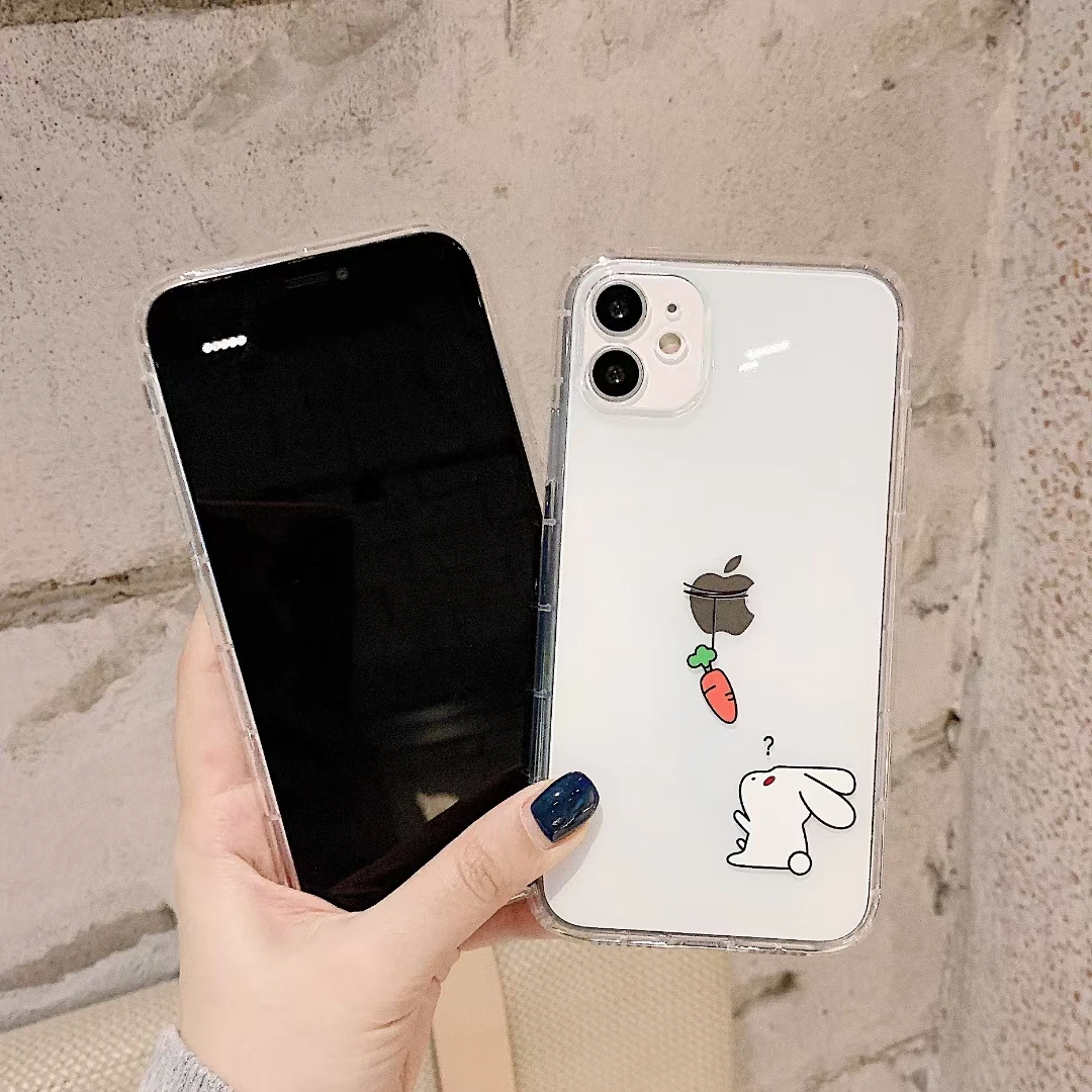 

Creativity Cartoon rabbit cat Phone Case For iPhone 12MINI 11 12 Pro Max X XS XR 7 8 Plus Soft Transparent Back Cover