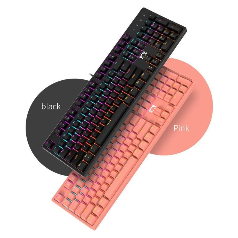 

Mechanical Gaming Keyboard Green/Red Switch 104Keys USB Wired Gaming Keyboard with 20 RGB Lights Effect Desktop PC Gamer