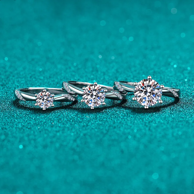 Новое популярное кольцо из серебра 925 пробы с круглой огранкой D цвета Moissanite