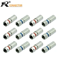 12pcslot copper rg6rg59 weatherproof f compression connector rf coaxial wire connector free soldering adapter redblue colors