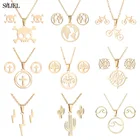 Ожерелье SMJEL женское, из нержавеющей стали, с черепом, в стиле панк, корсс, карта шин, древо жизни, серьги, украшения для ушей наборов, золотые подвески