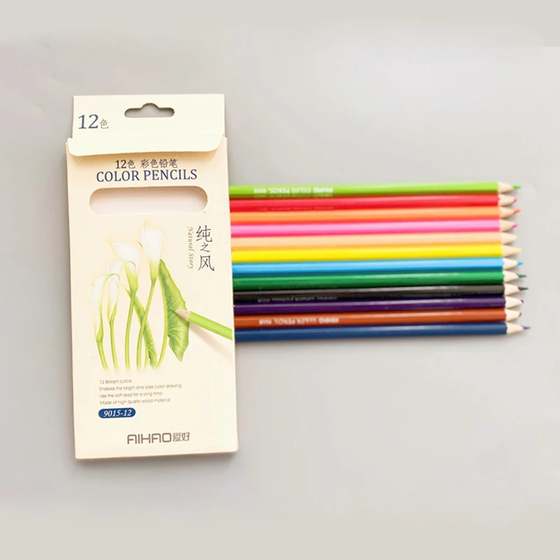12 colors 12 18 24 36 шт./лот яркие цвета карандашный рисунок живопись в коробке Diy HB Цветные Карандаши Канцелярские принадлежности Школьные офисные канцелярские принадлежности - Цвет: 12 colors