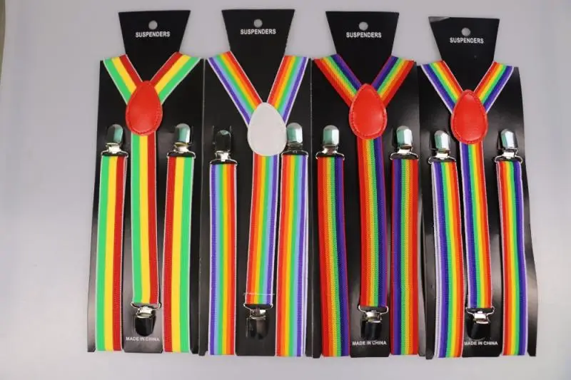 Унисекс дюймовые широкие регулируемые Y-Back радужные полосатые подтяжки для