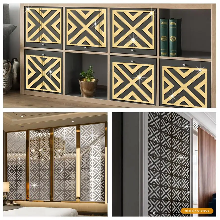 

12pcs/Set 8 Color Hollow Pattern Mirror Sticker Acrylic Wall Sticker Bedroom Decoration Wall Decal Furniture Decor Mirror Decal