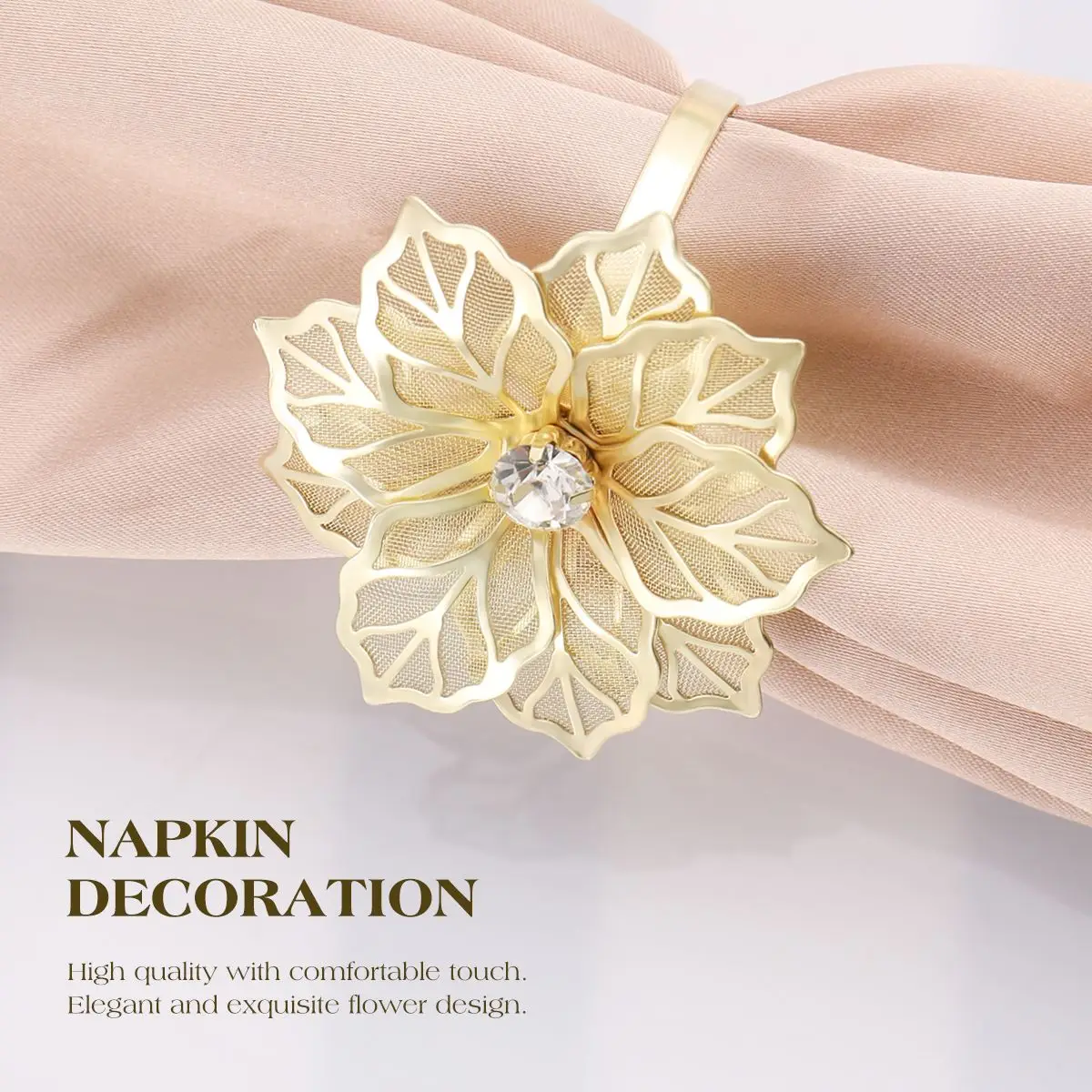 

15pcs Exquisite Napkin Rings Hotel Flower Design Napkin Holders Restaurant Dedicated Serviette Buckles for Wedding Banquet Party