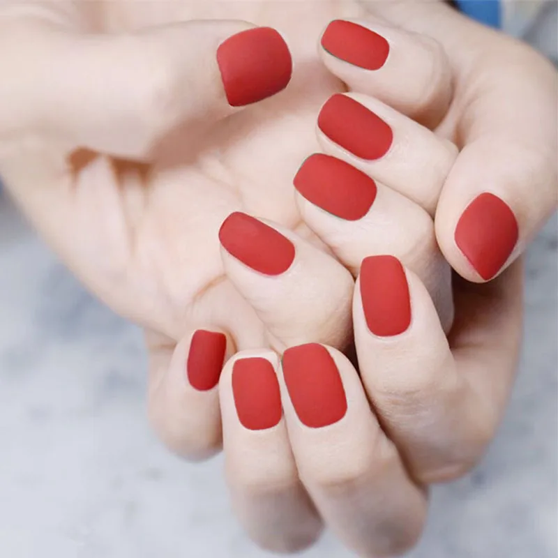 24 шт./компл. матовый накладные ногти подсказок квадрата отделка верха с открытыми
