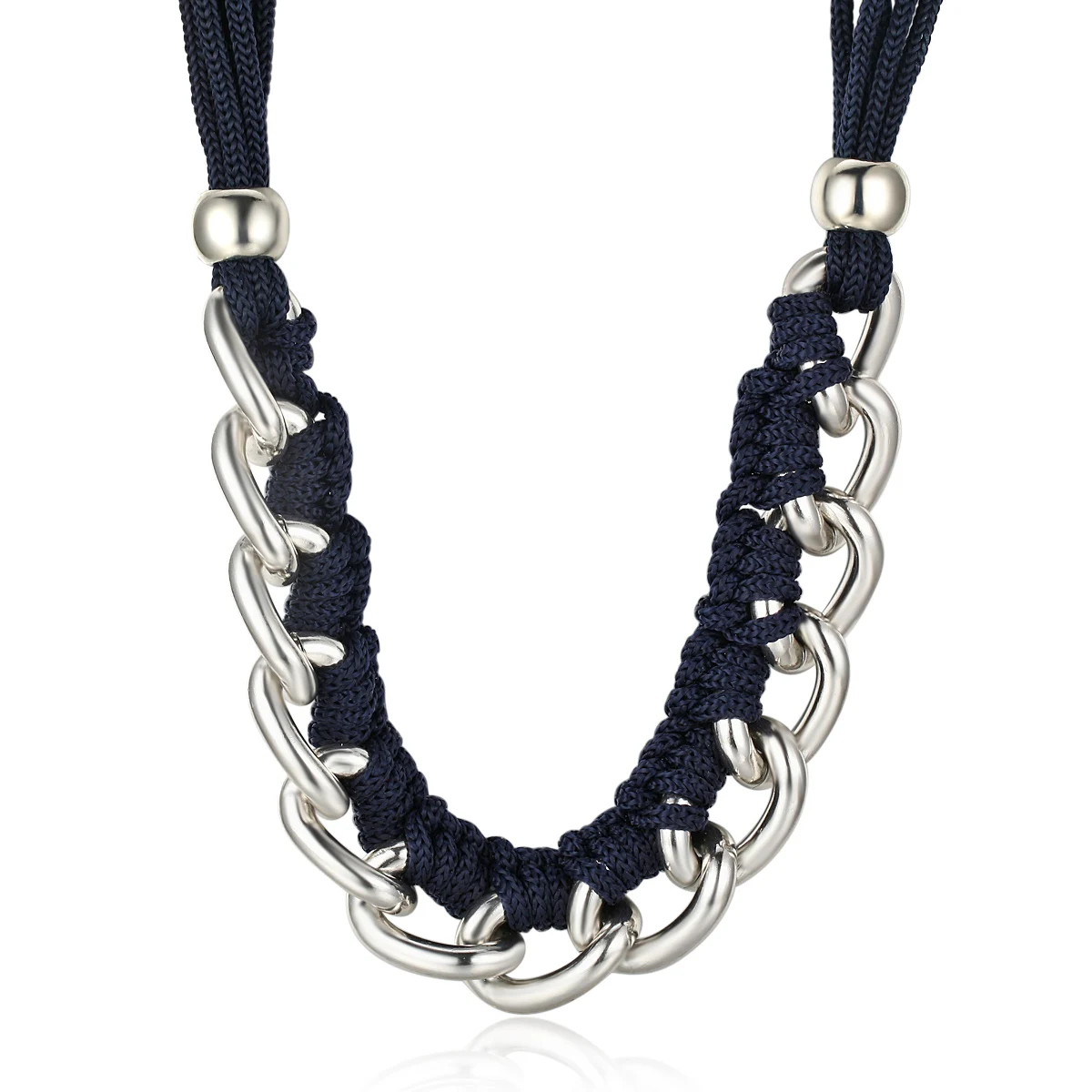 

Statement Handmade Silver Layered Chain Necklace Women Weaved Choker Personalized Chunky Costume Jewelry for Cocktail Party