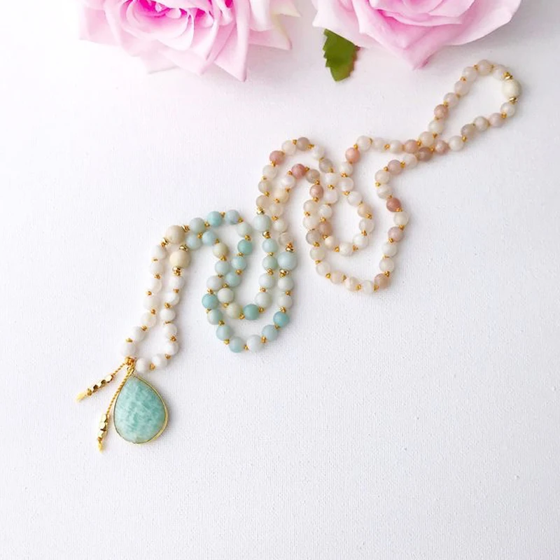 Luxury Multicolor Natural Stone Necklace Bohemian Atmosphere Dangle Accessories Ladies High Quality Jewelry 2020 New Choker | Украшения и