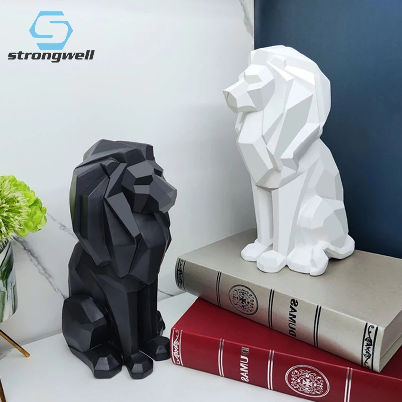 

Strongwell Resin Lion Sculpture Decoration Artware Resin Geometric Animal Statue Home Living Room Decoration Furnishings Gifts