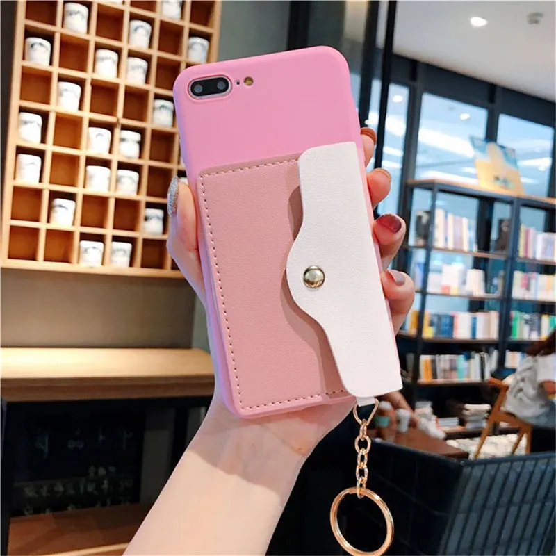 Модные с карманом для карт милый чехол конфетного цвета для huawei Nova 5i 5 4 3i P30 P20 Коврики 10 20 Honor 8X Max 8A 9 9X10 20 Pro Lite - Цвет: Dark Pink