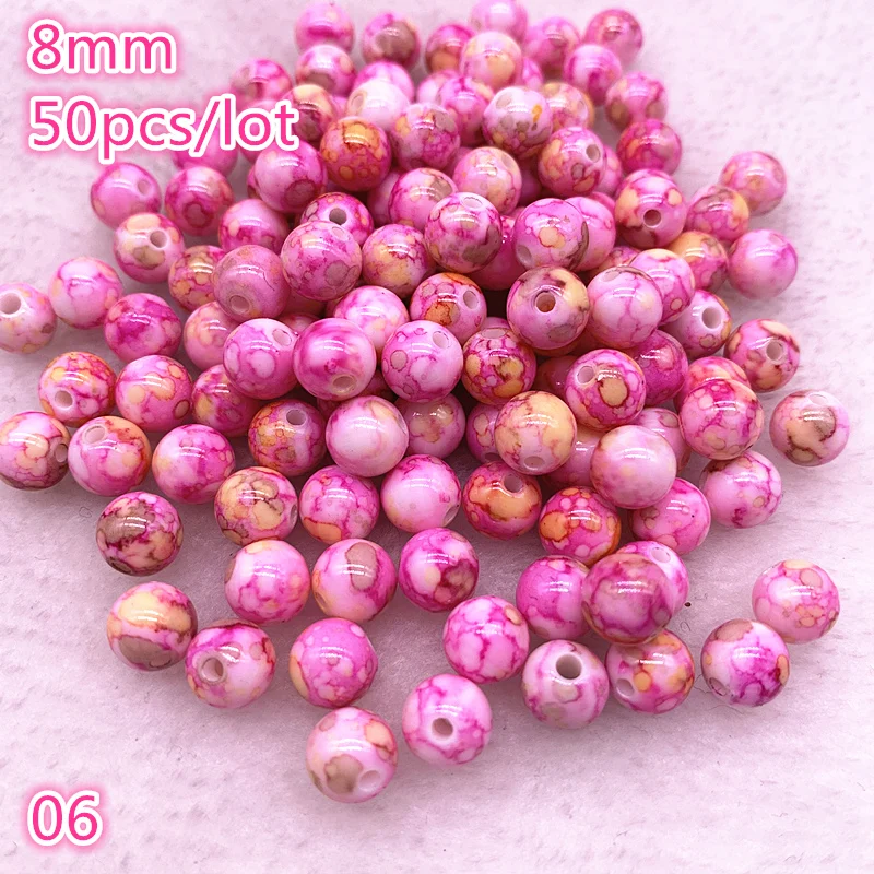 Новые круглые акриловые бусины 50 шт./лот 8 мм россыпью для изготовления ювелирных