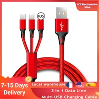 3 in 1 data line multi usb charging cable for android ios type c cable adapter charger phone for iphone 11 iphone 12 pro max